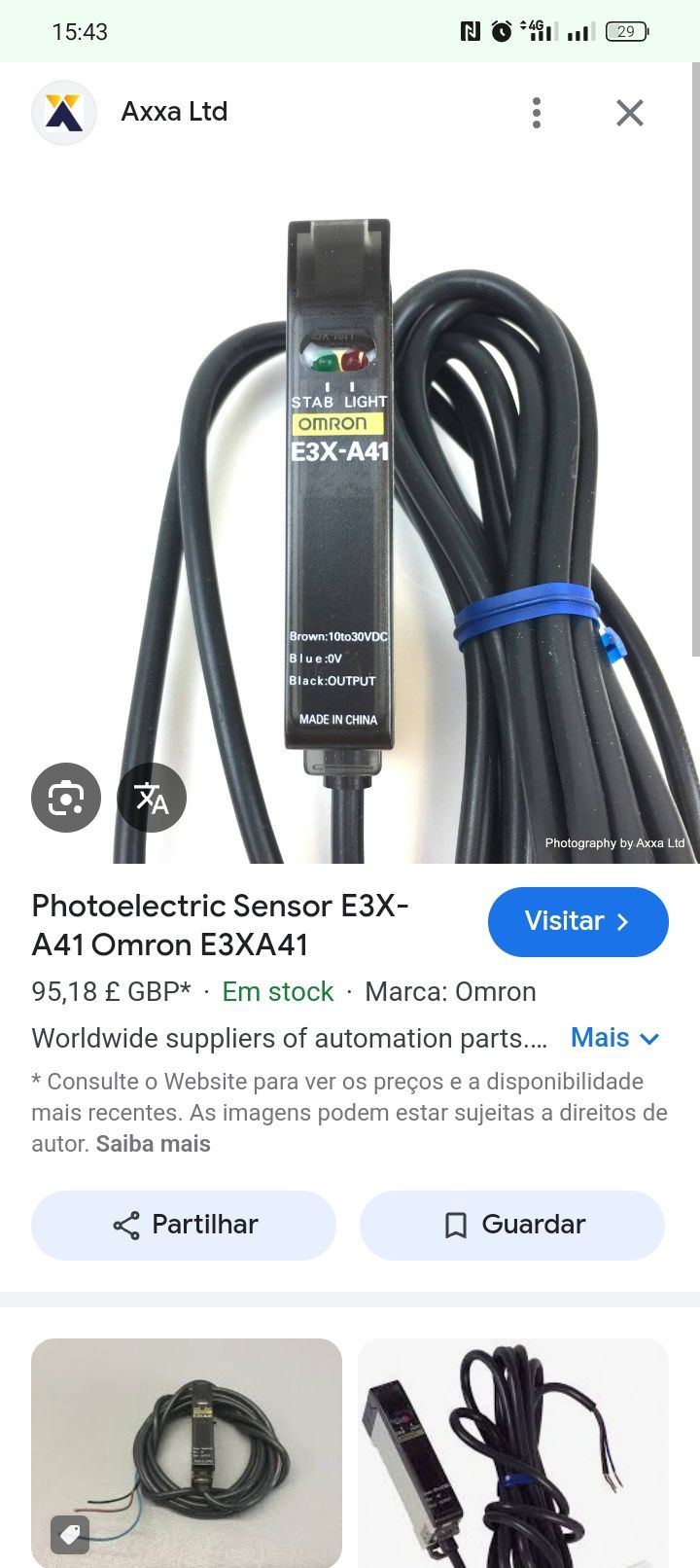 Sensor fotoelétrico omron e3xa41