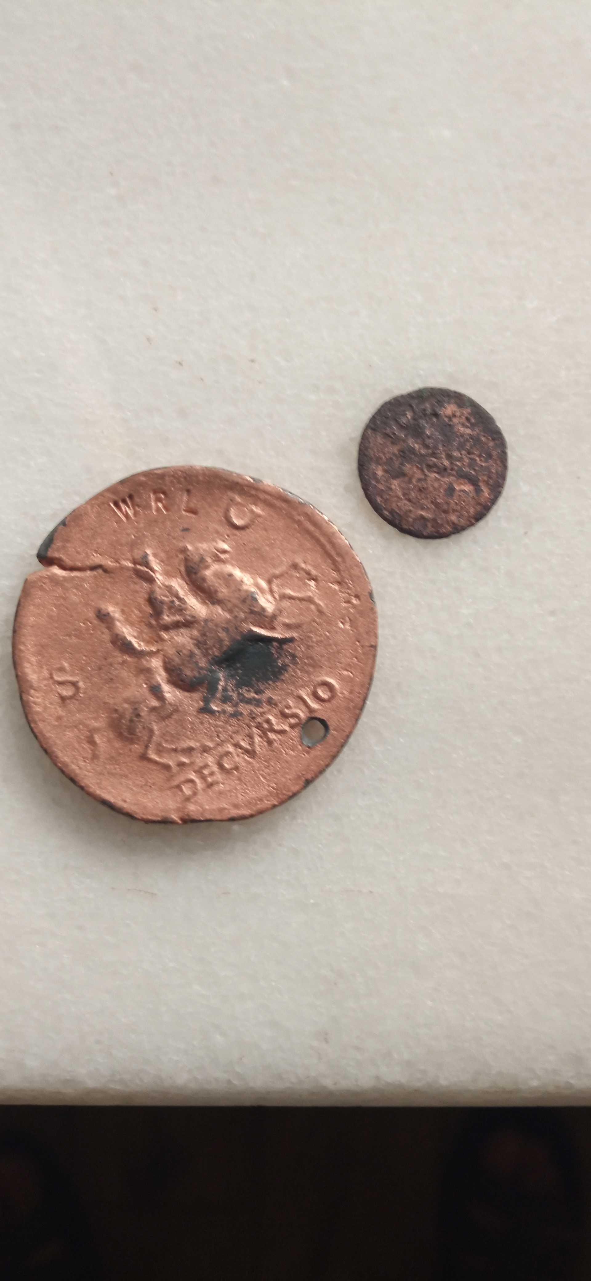 Rzymska moneta Nero i mała nie znam pochodzenia