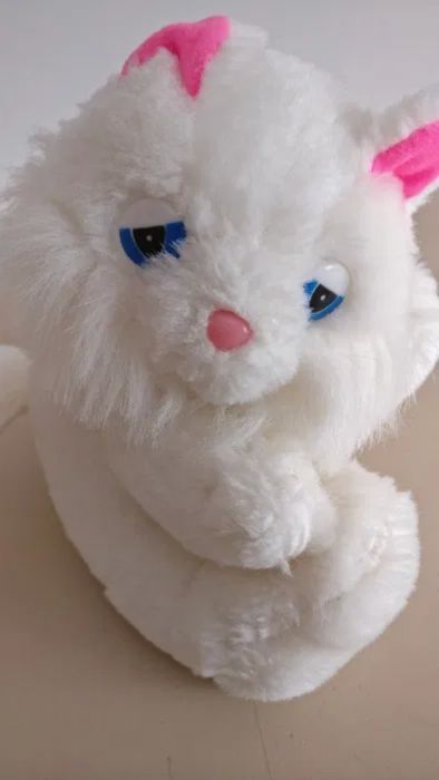 Peluche Gato Branco/ Cor-de-Rosa 19 cm