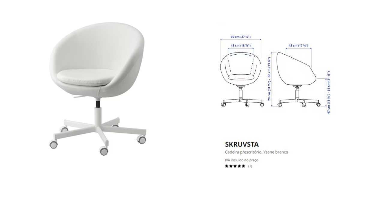 Cadeira branca para secretária- SKRUVSTA (Ikea)