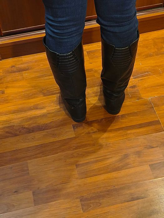 kozaczki wysokie skórzane czarne