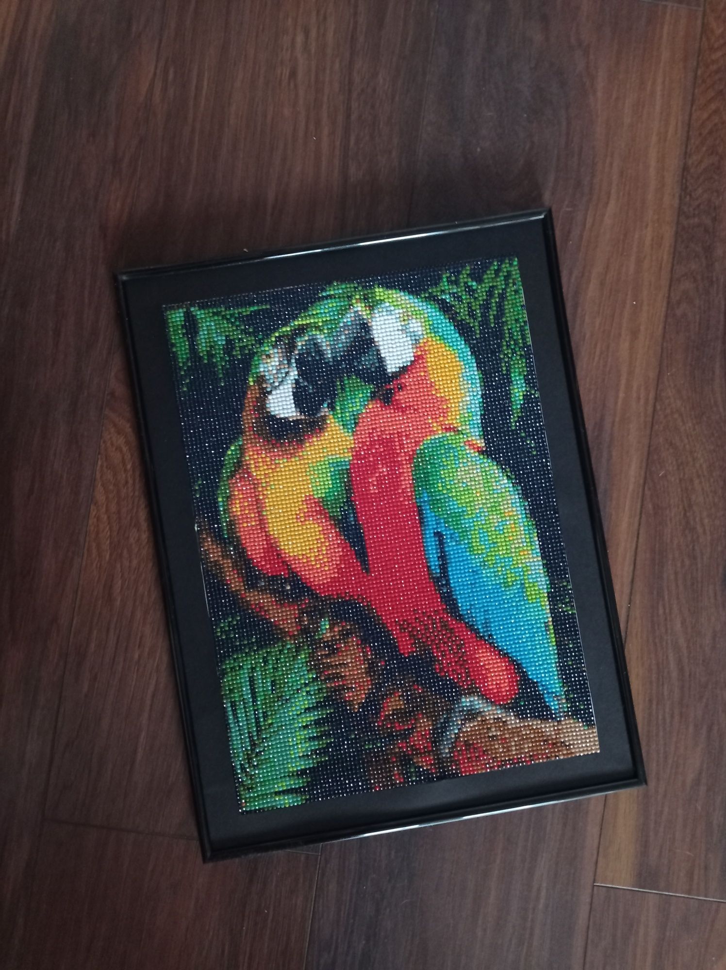 Obraz daimond painting ułożony papugi gotowy