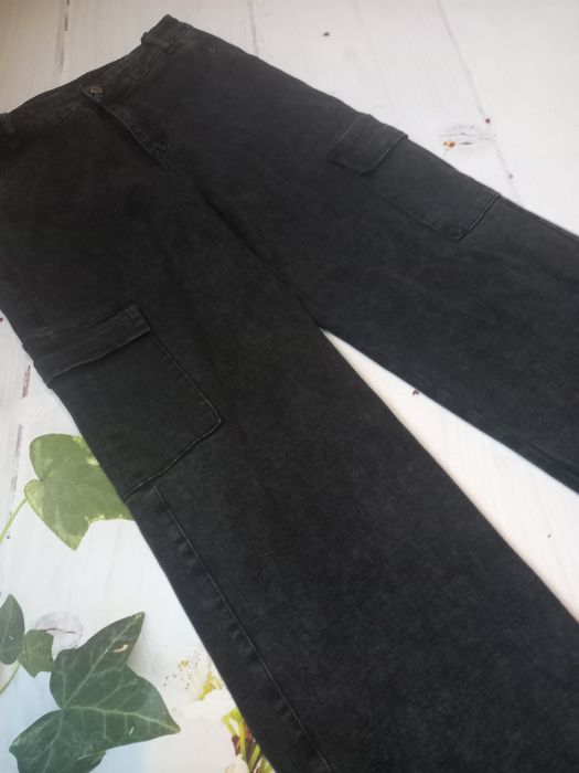 Джинси карго палаццо широкі штани графіт темно сірий 29р L 48