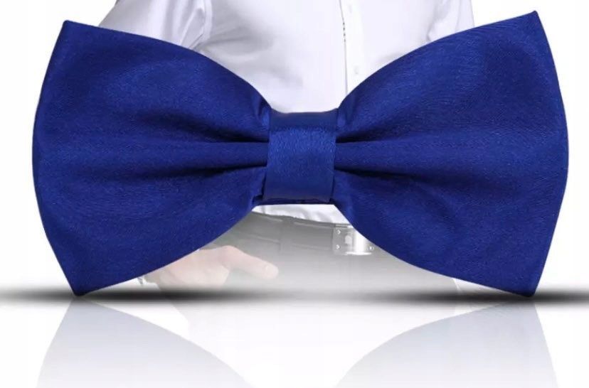 Mucha Muszka Męska Niebieska Klasyczna Gładka Elegancka Na Wesele Ślub