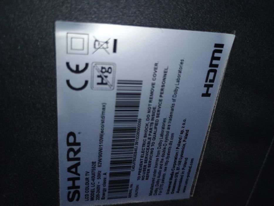Telewizor LED 4k 40 cali Sharp 40UI7552E Smart wysyłka