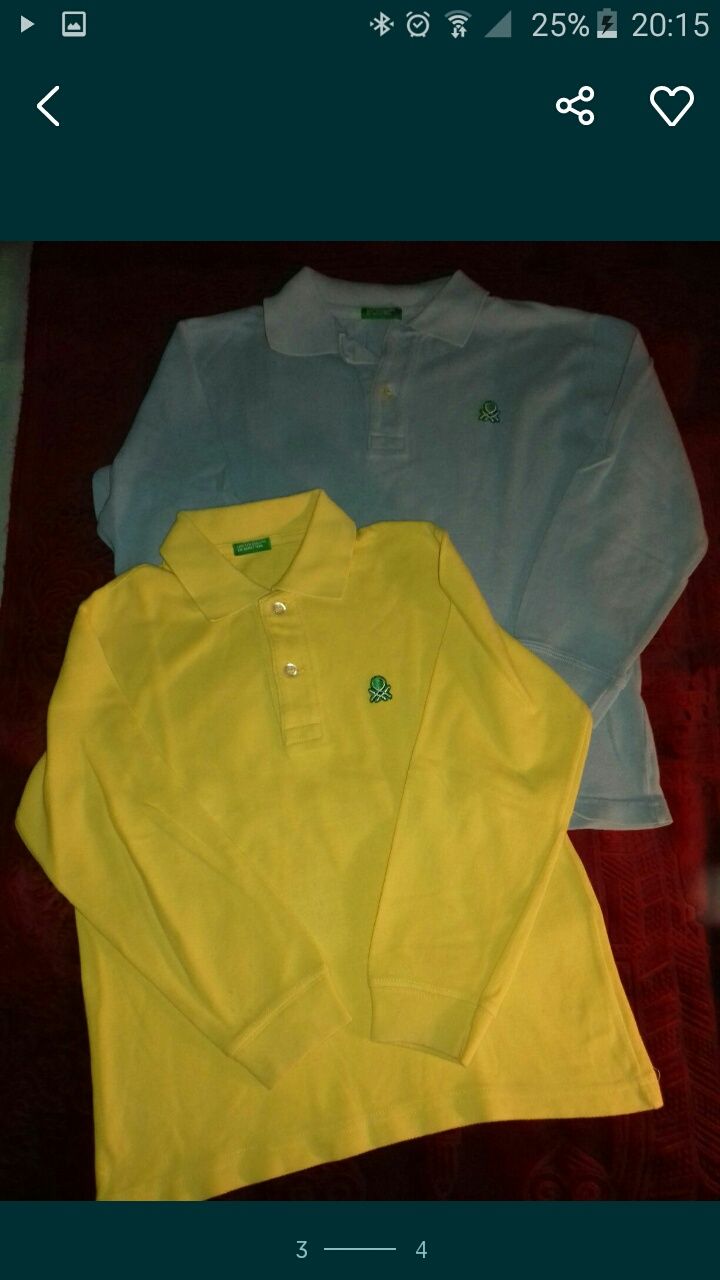 Polos e t-shirts Benetton 4 e 6 anos