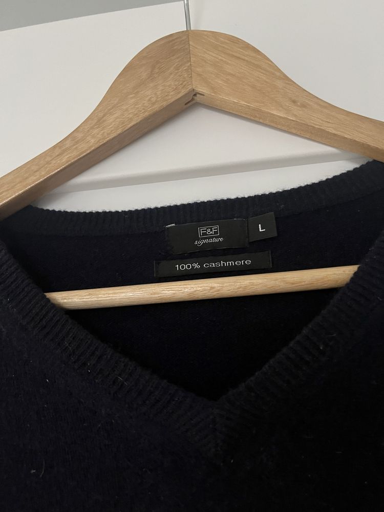 F&F kaszmirowy sweter granetowy XXL