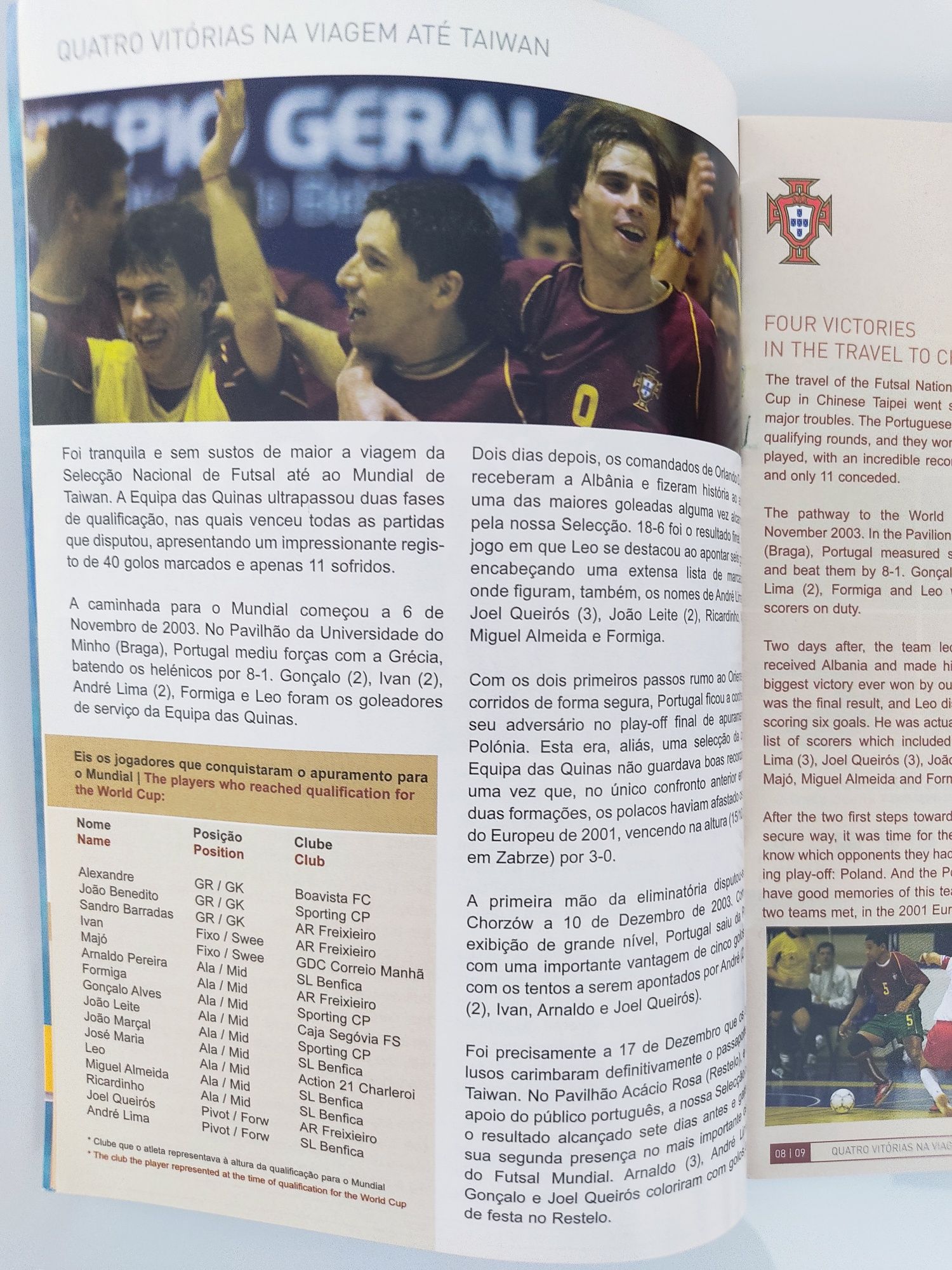 Programa da FPF Mundial futsal Taiwan 2004