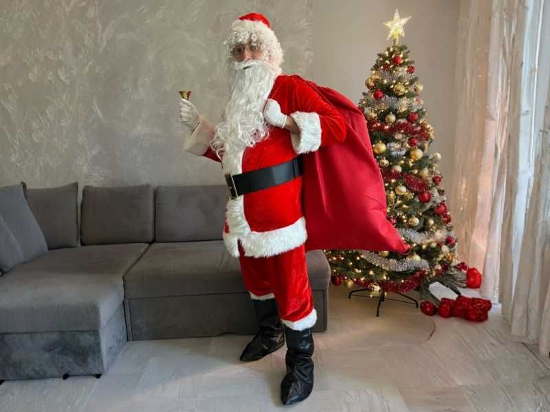 Profesjonalny Strój Mikołaja Gwiazdora Kostium Welurowy Zestaw 13 el