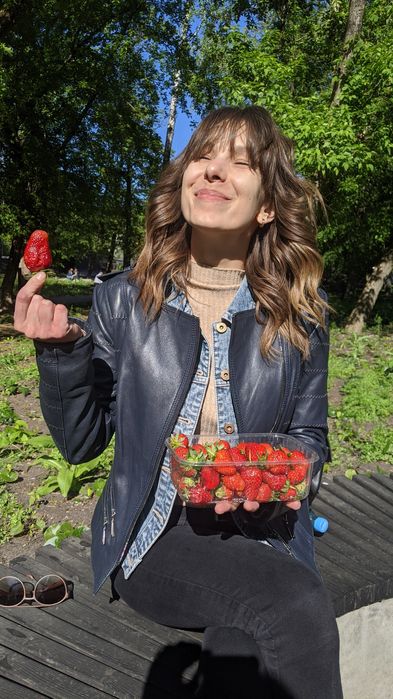 Шкіряна куртка синя