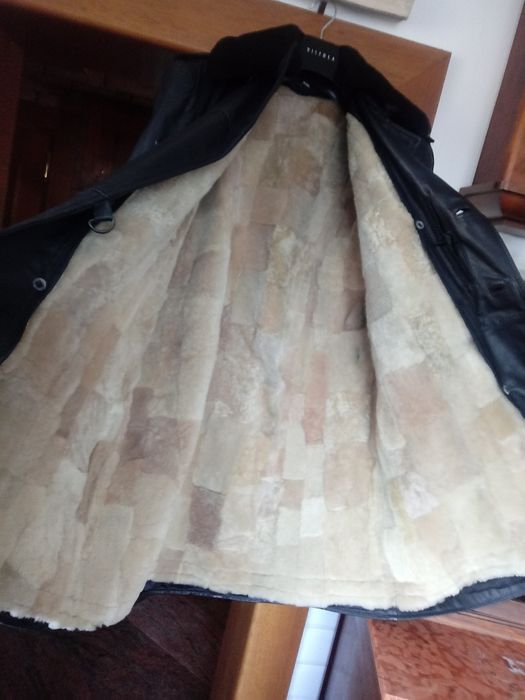 NOWY płaszcz skórzany milicyjny MO  drogówki podpinka  KOŻUCH z owcy