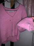 sweter kardigan rozowy na guziki rozpinany bershka oversize
