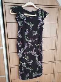 HM H&M Mama sukienka ciążowa bawełniana czarna w kwiatki roz. S