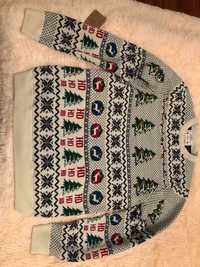 Новогодний фирменный свитер Next,новорічний светр М