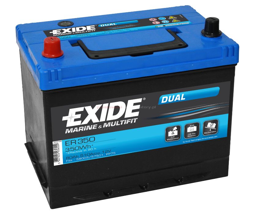 Akumulator Exide 12V80ah Marine dual Do głębokiego rozładowania