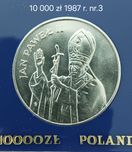 10 000 zł Papież Jan Paweł II - 1987 r. - nr.3 - mennicze
