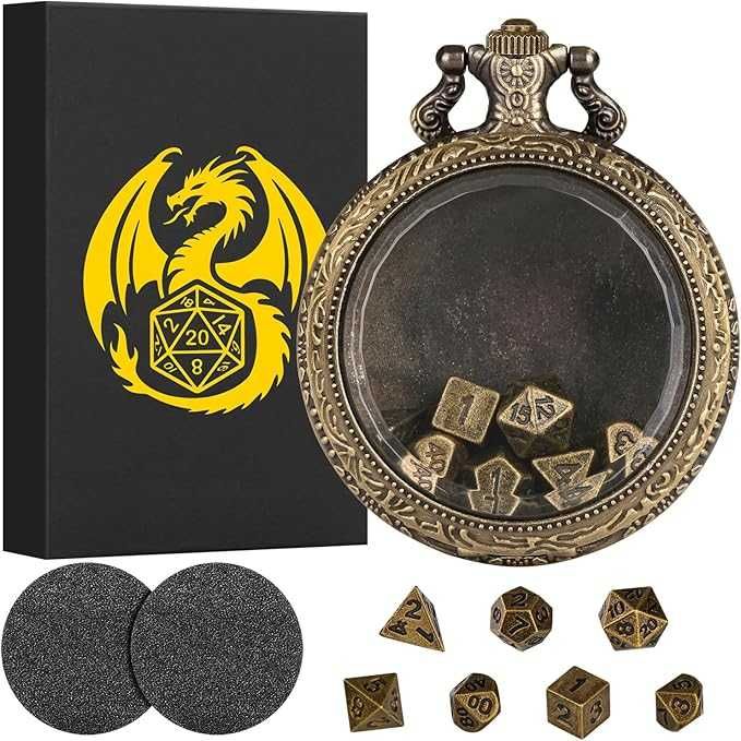 Zegarek Kieszonkowy Złodziej Kostek Złoty Pudełko Zestaw 7 Kości RPG