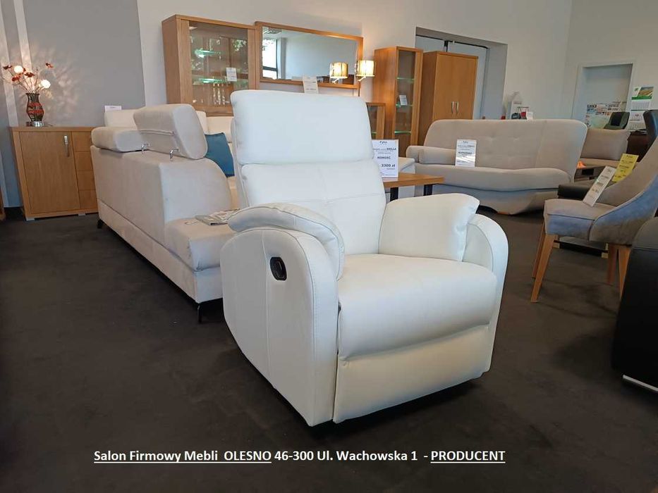 Nowy Fotel z Funkcją RELAX, Skóra Naturalna, Wyprzedaż -33%  OLESNO