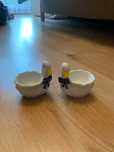 Ceramiczne figurki – gęsi/kaczki z miseczkami