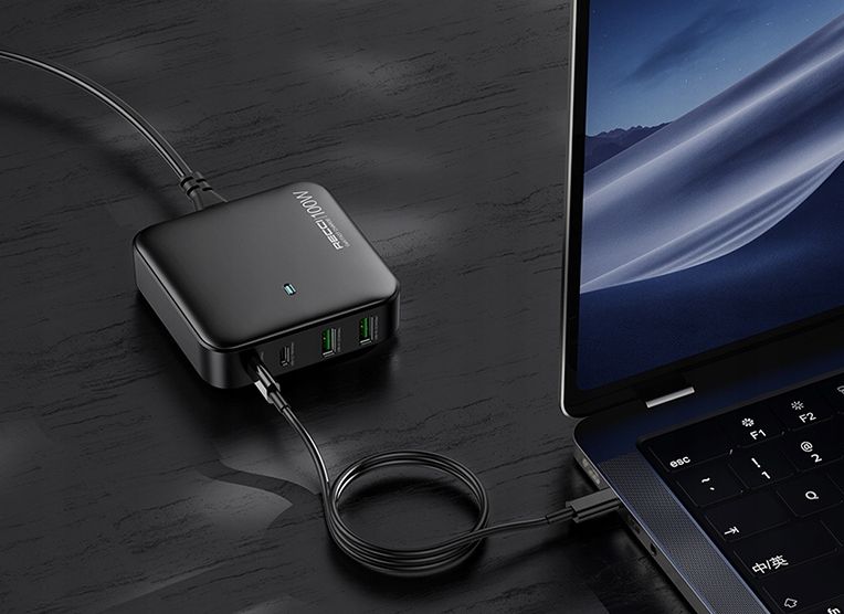 Szybka Ładowarka Sieciowa 100W Gan 2X Usb 2X Usb-C 3.0 Mocny Zasilacz