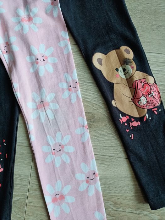 Legginsy dziewczęce 2pak różowe i czarne 116