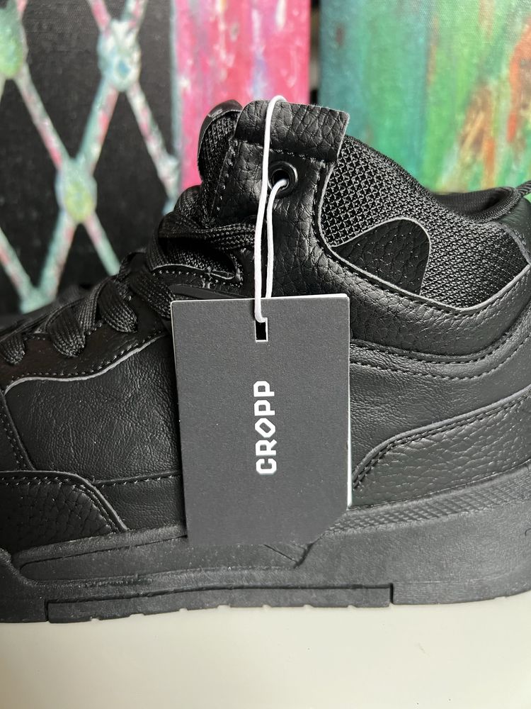 Nowe czarne męskie sznurowane wysokie buty sneakersy za kostkę Cropp