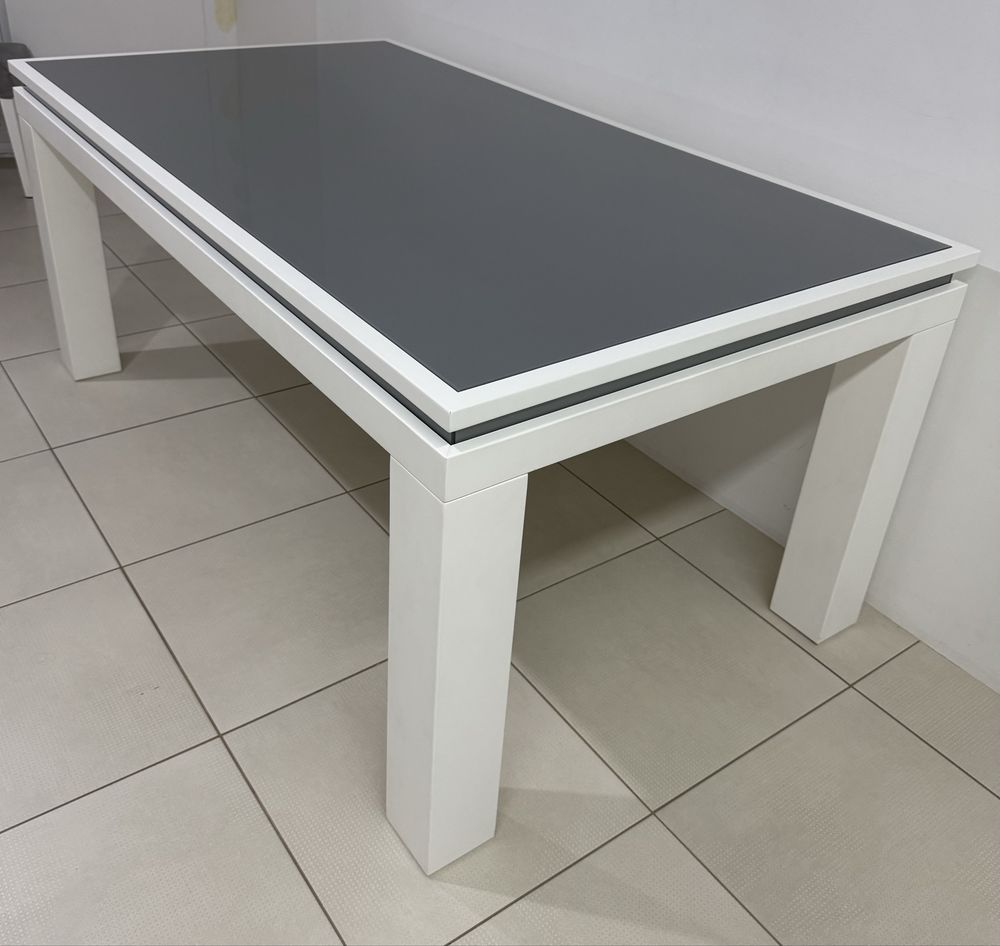 Mesa de sala em madeira lacada branca nova + conjunto de 6 cadeiras