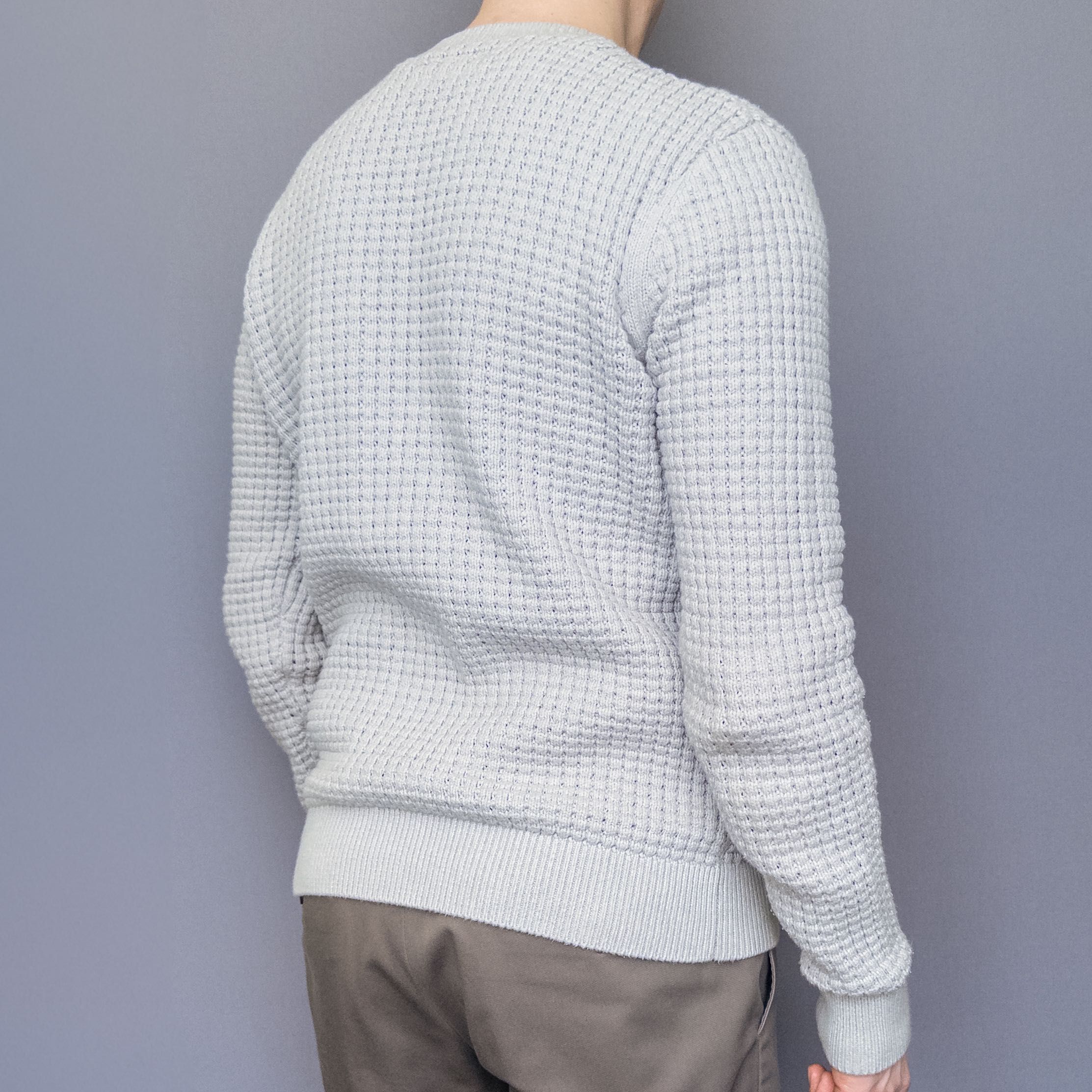 Allsaints, sweter "waffle" z okrągłym dekoltem, kremowy/beżowy, roz. S