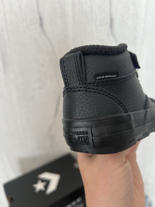 Утеплені хайтопи Converse 26 рр, 16,5-17 см шкіряні чорні на фліс кеди