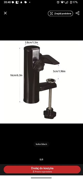 Uchwyt, obejma montażowa do parasola