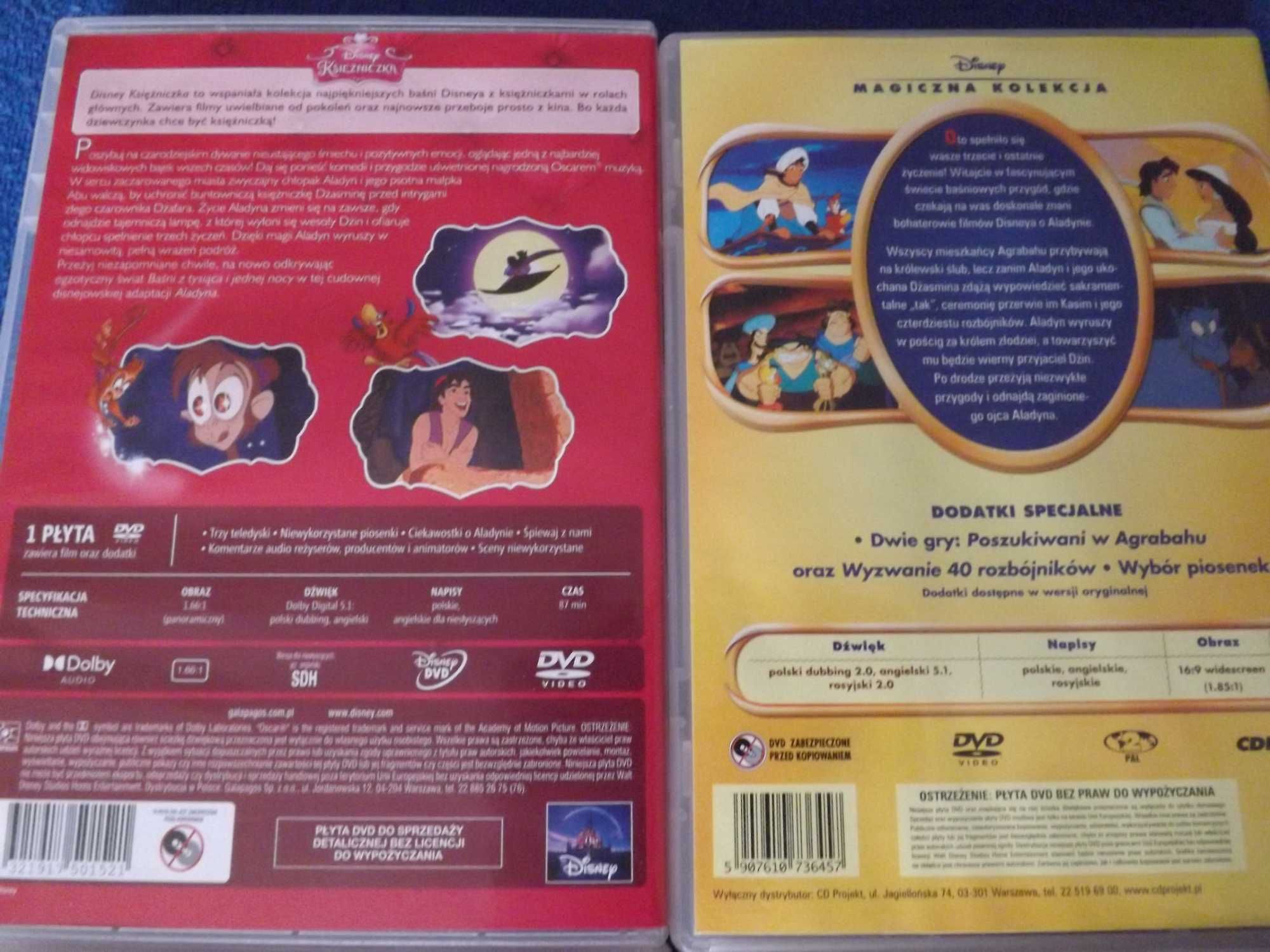 Aladyn  disney dvd cztery bajki filmy