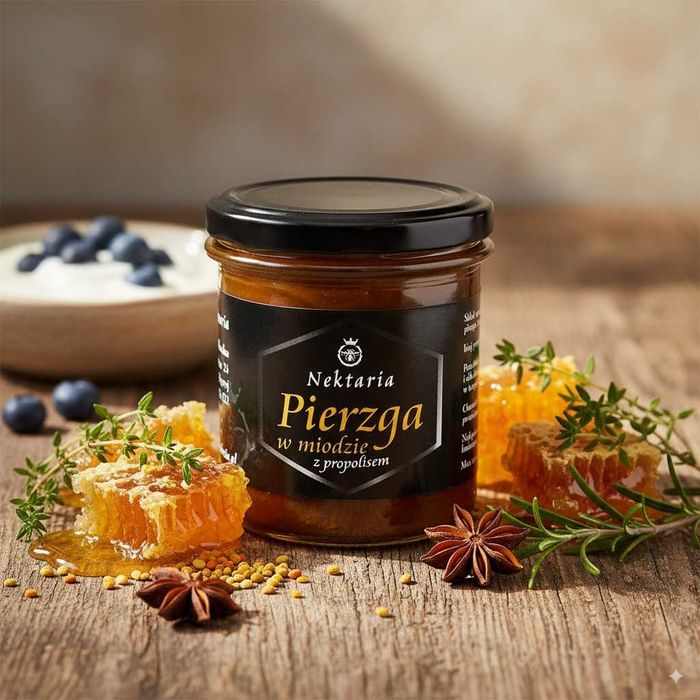 Pierzga w miodzie z propolisem 400g