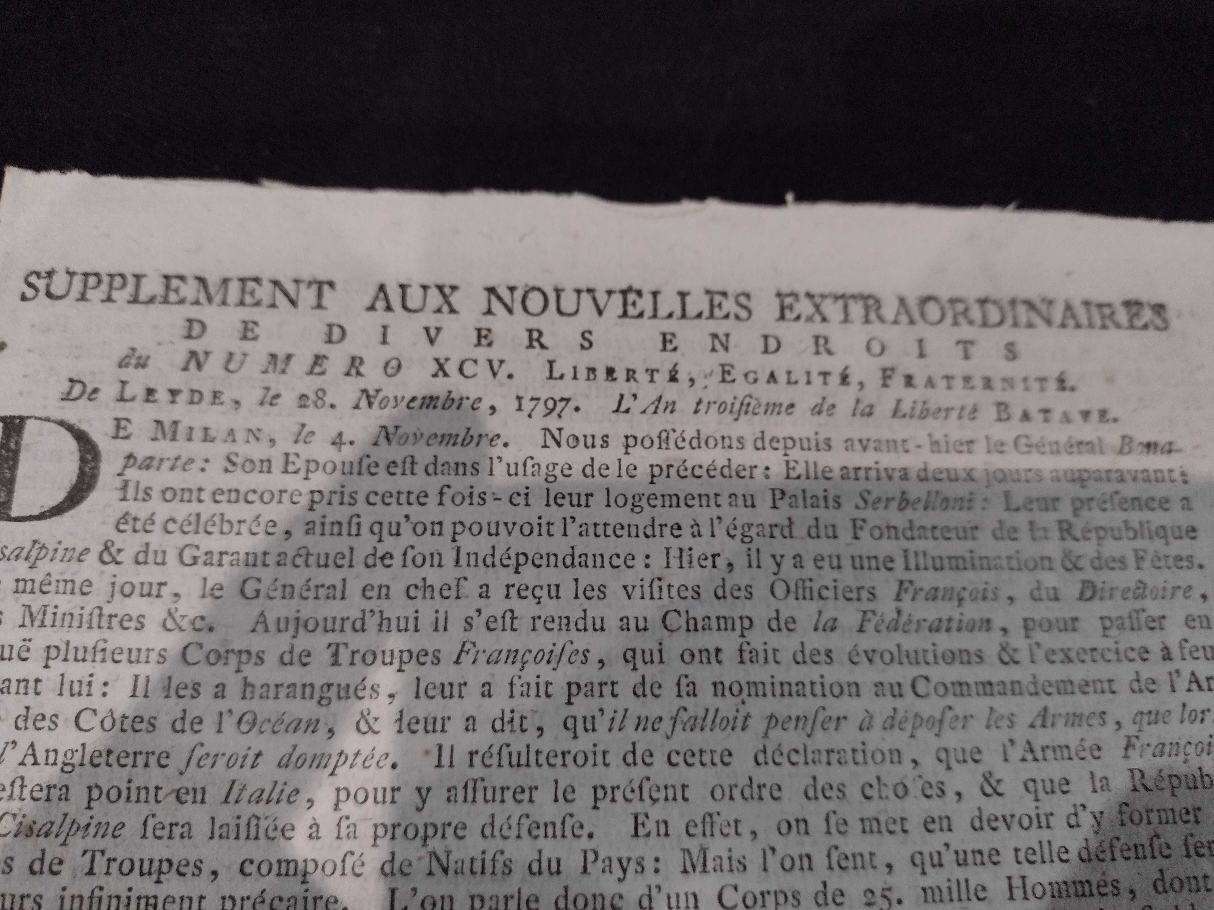 Supplement aux Nouvélles Extraordinaires  de divers endroits 1797