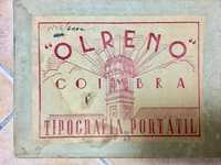 Caixa de tipografia portátil Coimbra muito raro carimbos madeira