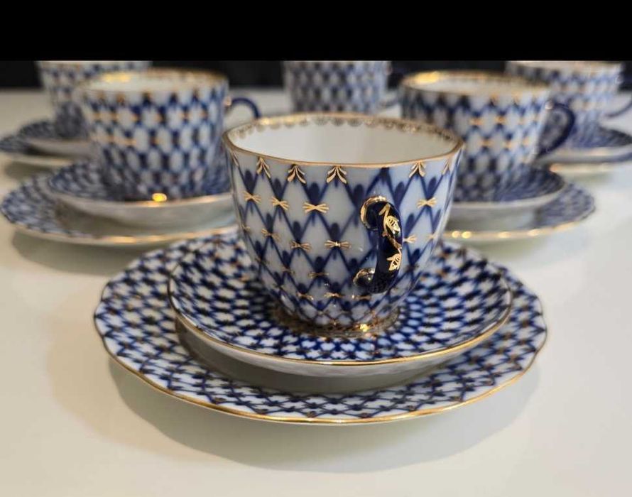 Filiżanki łomonosow siatka kobaltowa
