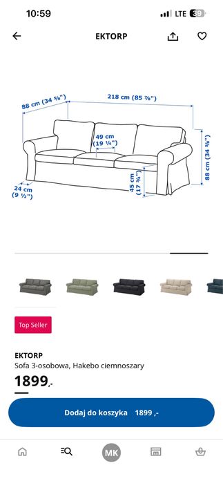 Sofa Ektorp Ikea - 3 osobowa