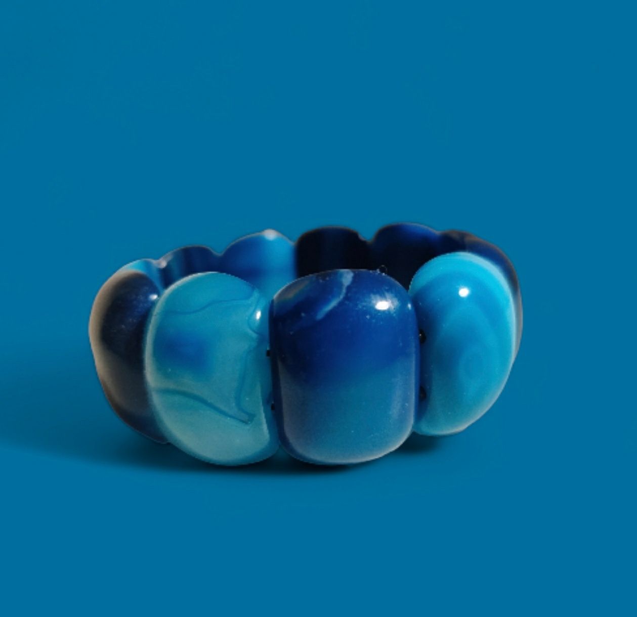 Браслет - блакитний агат, каміння - 15*30мм, 17,5 см
