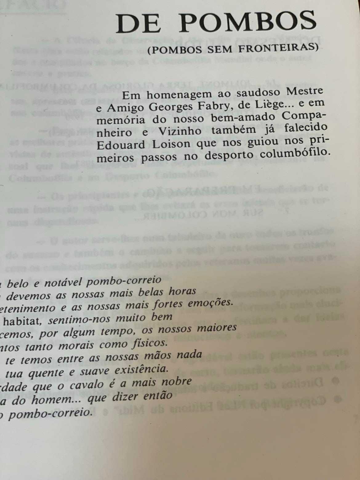 Livro de Columbofília "Num voo de pombos"  RESERVADO