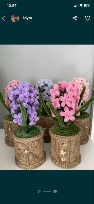 Kwiatek hiacynt słonecznik z drucików kreatywnych