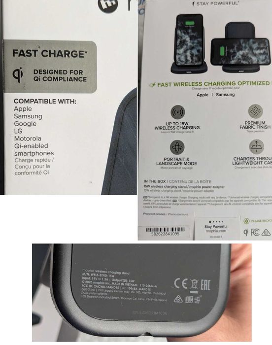 Нові США швидка бездротова Qi 15 w Mophie wireles charging Pad / Stand