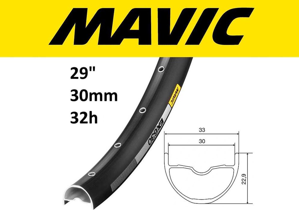 NOWA Obręcz 29" MAVIC EX630 szer. wew. 30mm 32H Tubeless Ready FV 23%