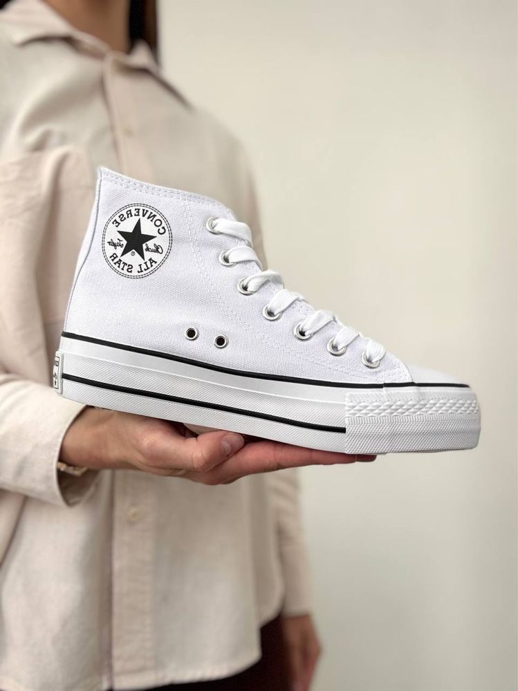 Високі Converse All Star platform кеди конверси білі високі Жіночі