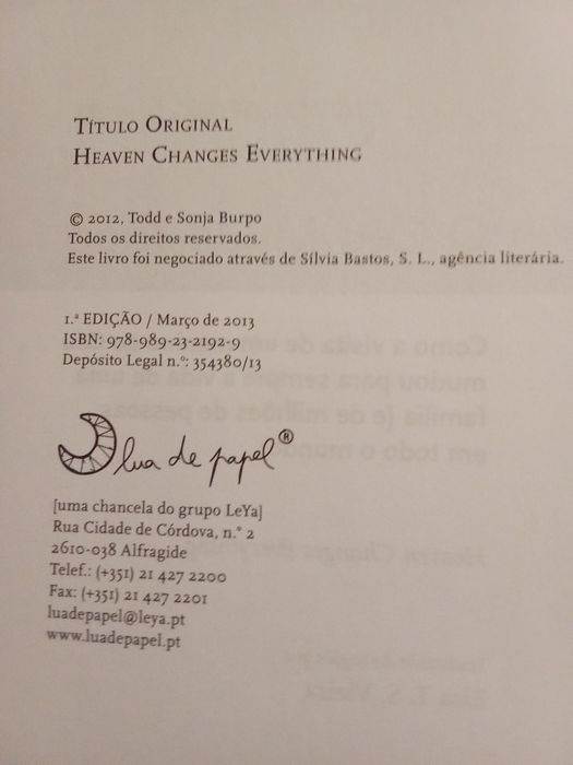 Livro O Céu Muda Tudo NOVO não foi lido