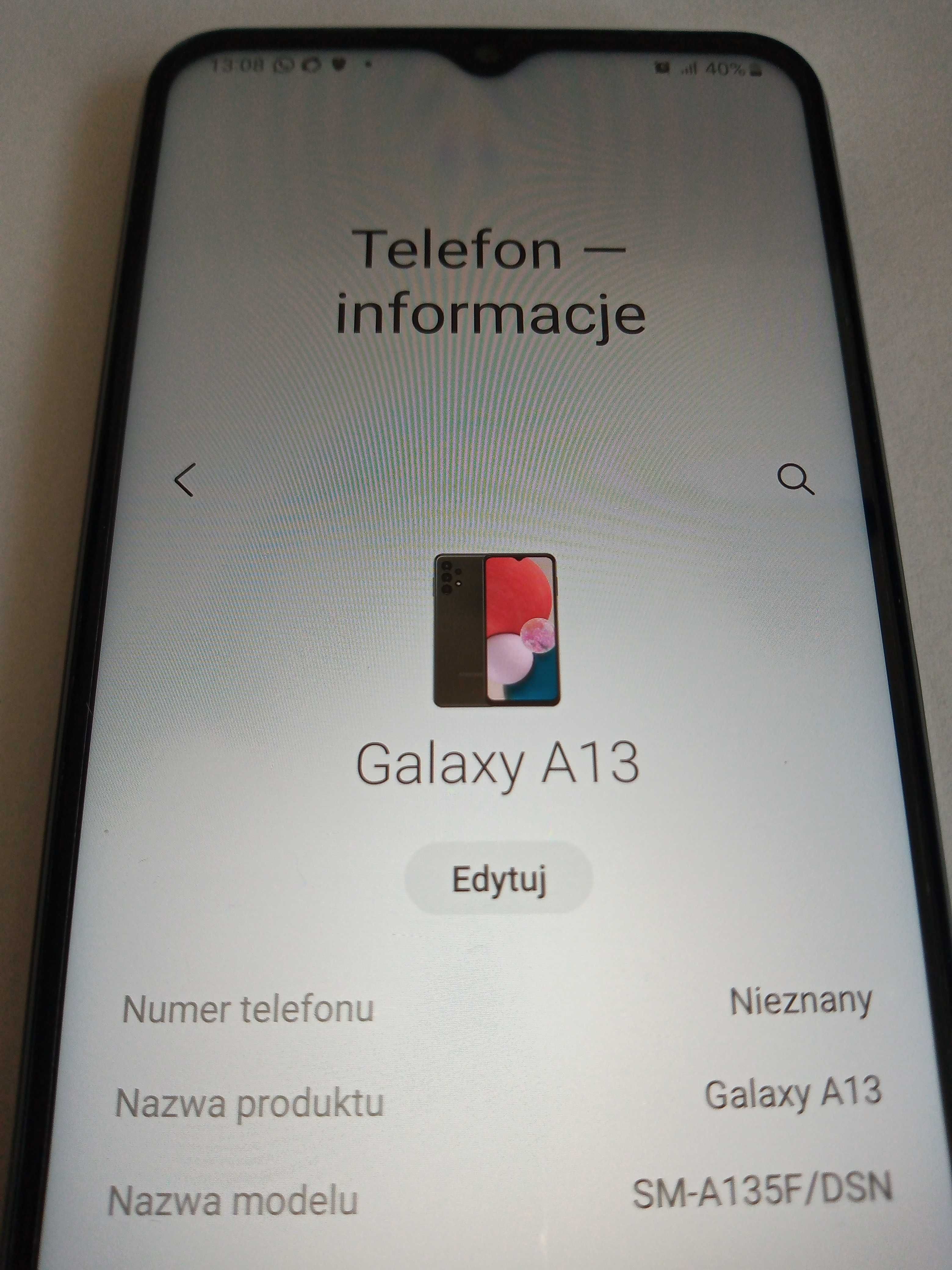 Smartfon Samsung GALAXY A13 (SM-A135F/DSN)*4G/LTE*6.6"*Czarny*DUALSIM*