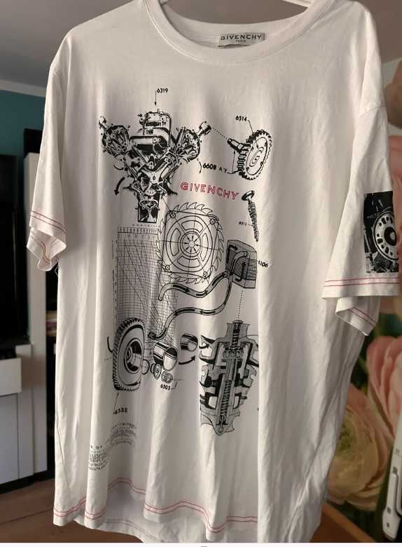 Givenchy Schematics Print Tee koszula drill opium y2k rick batch