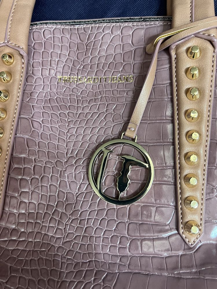 Torebka Trussardi Jeans, kolor  pudrowy róż,