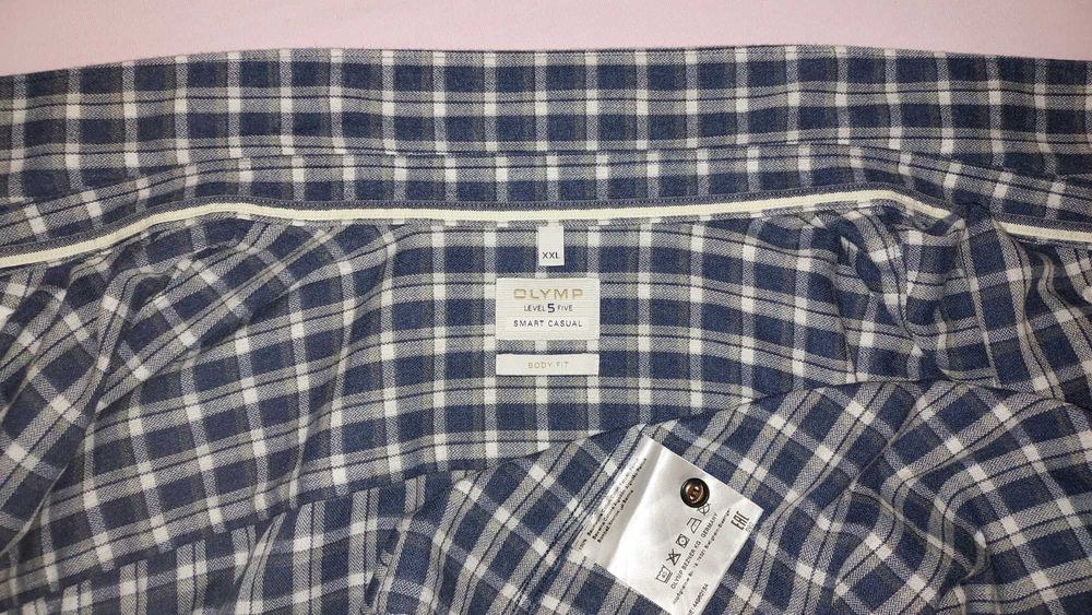 Неношеная 2XL OLYMP Красивая Слегка Плотная рубашка в клетку