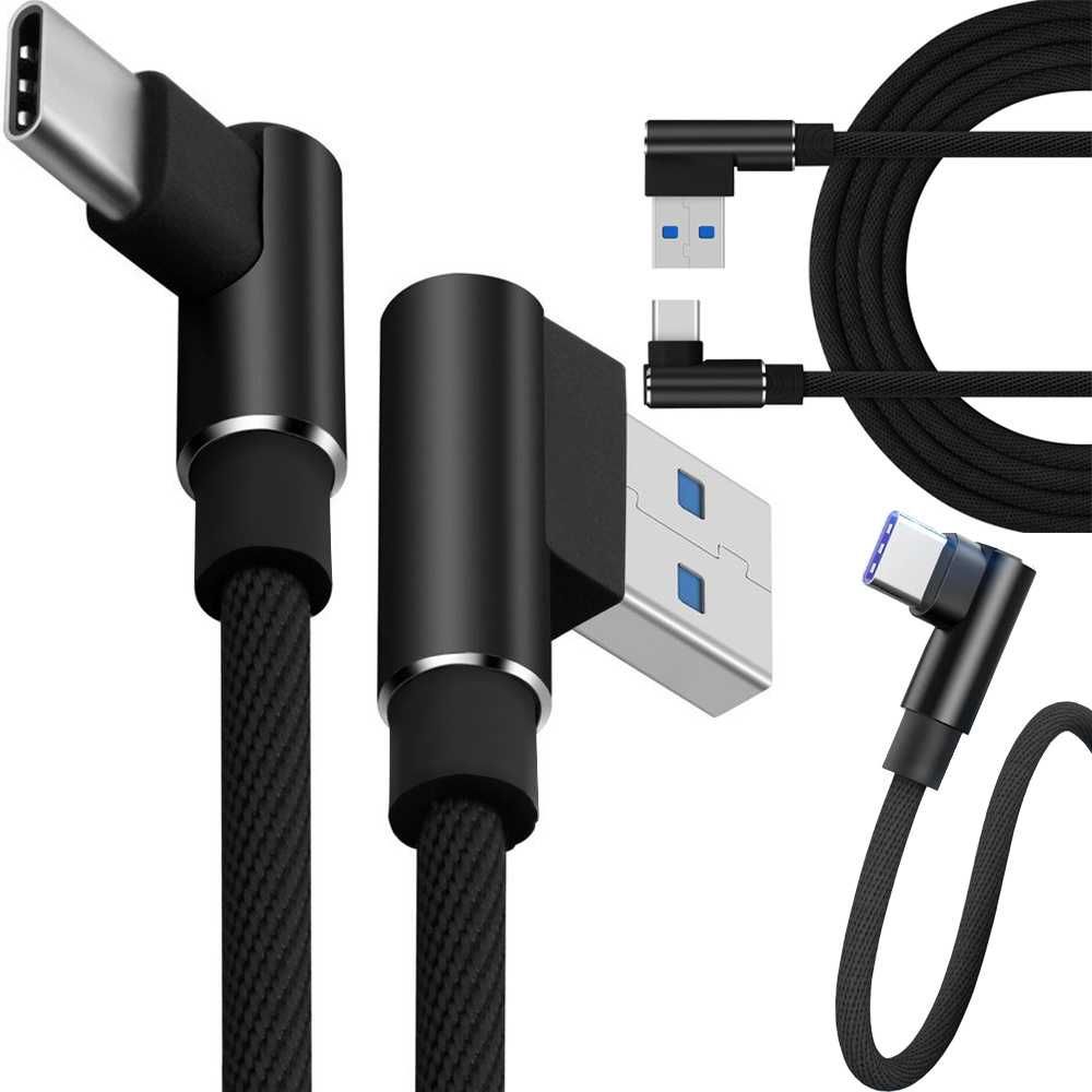 Kabel przewód USB A / USB C kątowy ładowanie QC do telefonu 1m biały