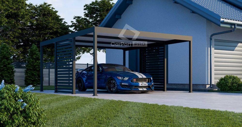 CarPort PREMIUM - Wiata samochodowa 5x5 Antracyt Zabudowa - CP101