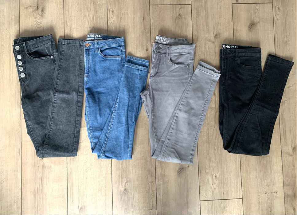 Paczka 8 par spodni jeans mom skinny flare XS / S